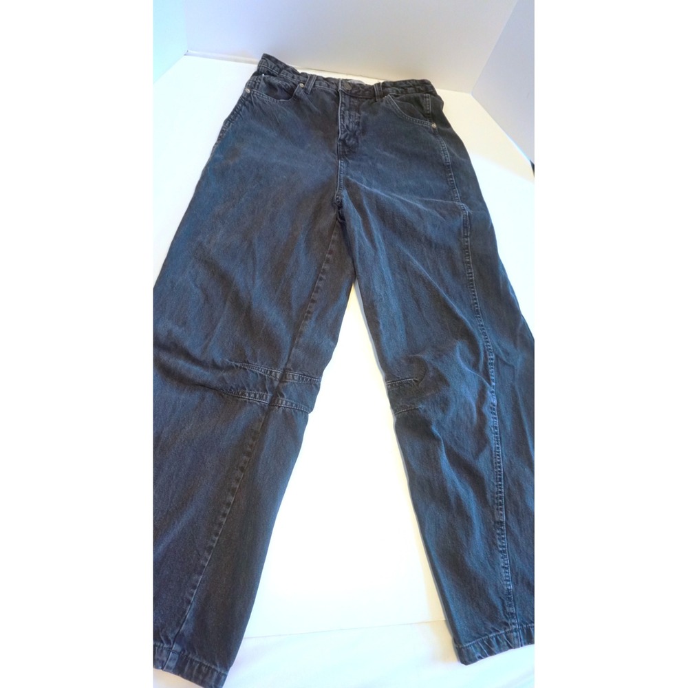 Bershka Baggy Jeans Womens Size 6 Black High Waisted Wide Leg Denim Pants KC.876